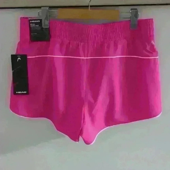 HEAD | Women's Pink/White Mid Rise Relaxed Athletic Shorts - Picture 3 of 4